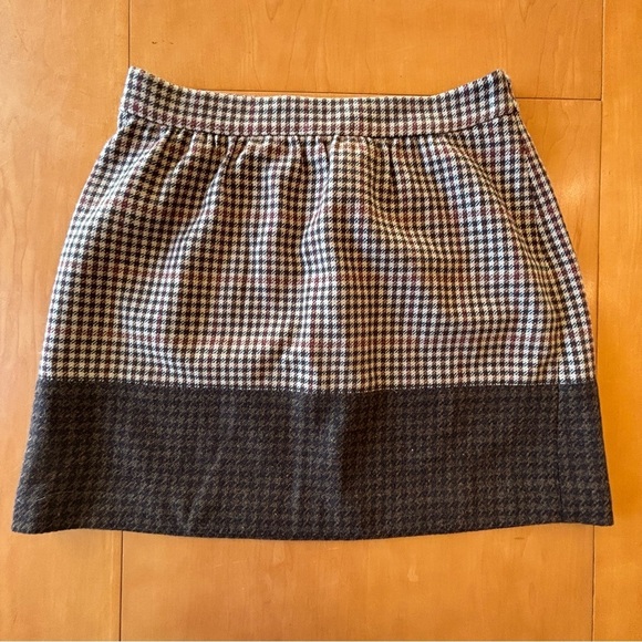 J.Crew Factory 2 tan brown houndstooth wool blend miniskirt - Picture 1 of 7